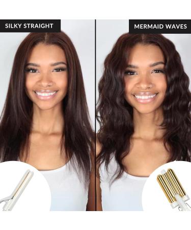 FoxyBae 5-in-1 Interchangeable Hair Tools Set | Curling Wand Flat Iron & Ceramic Irons | Salon Grade Waver & Curler in Pearl White - Ships Internationally - Buy Online on SooperMarket.com