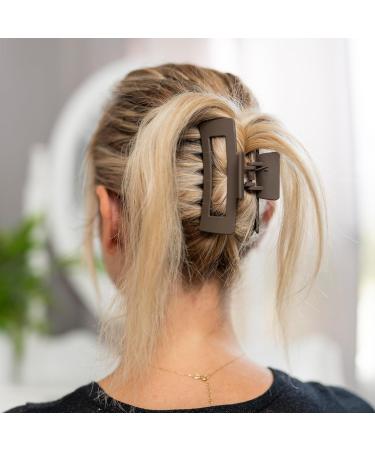 Set of Hair Claw Clips in Brown, Beige, Cream, and Black for Women, Girls, Unisex - Medium Size Rectangle Box Hair Clip - Buy Online on SooperMarket.com