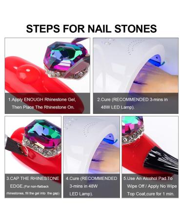 Nail Art 8ml Rhinestone Glue Gel Adhesive Set for Gem Stones - LED Lamp Cure Needed | Includes LED Glue Brush Tools, Pickup Pencil, and Tweezer | UV Rhinestones Glue Kit - Buy Online on SooperMarket.com