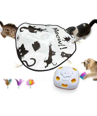 GoldenSun Cat Toys Rechargeable 4in 1 Interactive Cat Toy for Indoor Cats Hide and Seek Kitten Wand Toy Whack a Mole Motion Self Play Cat Toys Electronic Automatic Cat Toy for Exercise Black Meow