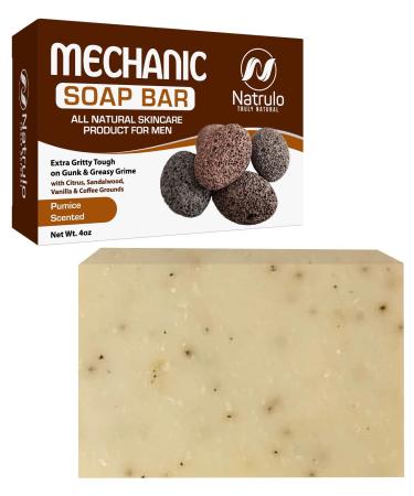 Men s Natural Mechanic Soap for Hands & Body  4oz Scented Pumice Soap Bar for Him   Extra Gritty Tough on Gunk & Greasy Grime Exfoliating Soap with Citrus  Sandalwood  Vanilla & Coffee Grounds   Quality Soap Handcrafted ...