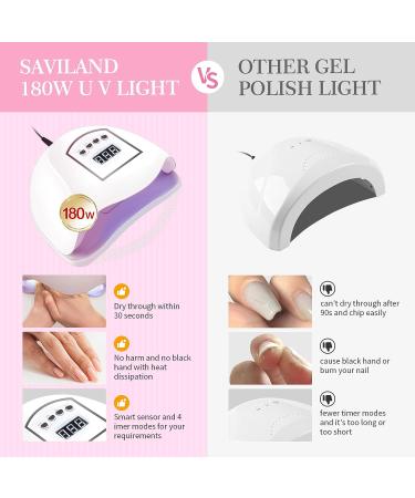 Saviland 76 PCS Gel Nail Polish Kit with 180W UV Light - 30 Colors Spring Summer Gel Polish Set for DIY Manicure with LED Lamp - Buy Online on SooperMarket.com