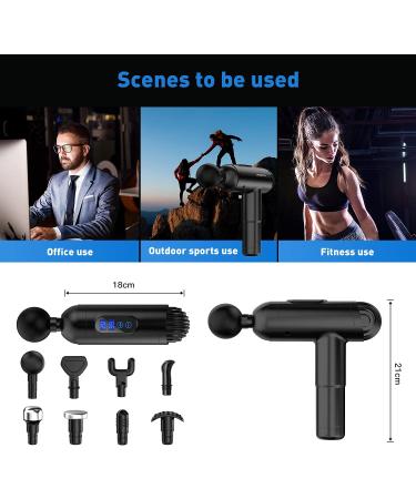 Deep Tissue Massage Gun for Athletes | 20 Speed Muscle Massager with 8 Replacement Heads and Side Screen - Buy Online on SooperMarket.com