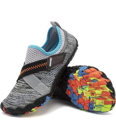 Kids Water Shoes - Lightweight Slip-On Aqua Sock for Boys & Girls - Comfort Sole for Easy Walking - Grey/Blue - Size 2 Big Kid - Buy Online on SooperMarket.com