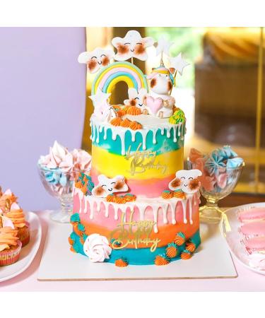 Happy Birthday Cake Topper 2Pcs Gold Cake Decoration Glitter Gold Acrylic Cake Topper Happy Birthday Cupcake Toppers Supplies for Birthday Cake for Man Boys Women Girls Theme Birthday Party Decor - Buy Online on SooperMarket.com
