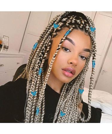 Braids Blue Butterfly Hair Jewelry for Women - Pack of 20 Spiral African Dreadlock Accessories - Buy Online on SooperMarket.com
