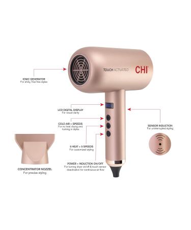 CHI Touch Activated Compact Hair Dryer Quick-Dry Smooth & Voluminous Hair Low Noise Lightweight | International Shipping Available - Buy Online on SooperMarket.com
