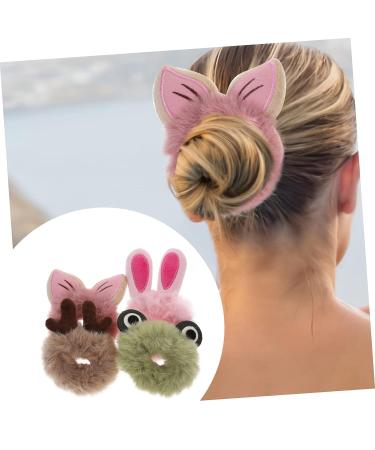 KALLORY Toddler Hair Tie 4pcs Ponytail Fluffy Bands - Cute Animal Scrunchies for Girls & Women - Buy Online on SooperMarket.com
