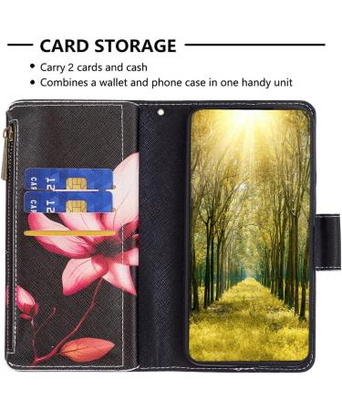 VQWQ Mobile Phone Case for Xiaomi Redmi Note 12 Pro Plus - Protective Leather Shell with Zipper Map - Magnetic Folding Case - Stylish Lotus Design - Buy Online on SooperMarket.com