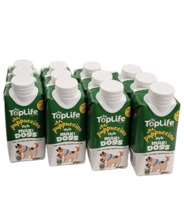 12x 200ml TopLife PUPPUCINO style milk for dogs (OVER 12 MONTHS OLD) - froth up or simply pour goats milk