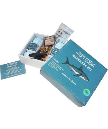 Organic Shark Bath Toy Spa Kit with Bath Crackles, Vinyl Toy, Tattoos, and Necklace - Perfect Boys' Birthday Gift | Safe & Natural - Buy Online on SooperMarket.com