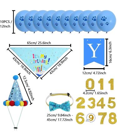 NiCoLa Boy Dog Birthday Party Supplies - Dog Birthday Hat, Banner, Bandana, Latex Balloons | Ages 1-10 Blue Decorations - Buy Online on SooperMarket.com