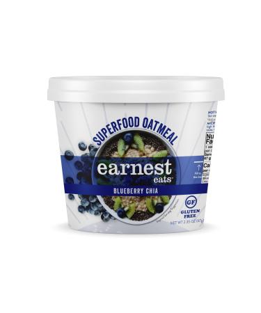 Earnest Eats Superfood Blueberry Chia Oatmeal, 2.1 oz Cup, 6 Pack Blueberry Chia 2.1 Ounce (Pack of 6)