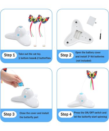 Suhaco Interactive Butterfly Cat Toy - Automatic Electric Rotating Kitten Toy for Indoor Cats - Funny Cat Teaser with Replacement Milk White - Buy Online on SooperMarket.com
