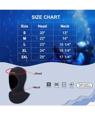 XUKER Neoprene Wetsuit Hood 3/2mm - Diving & Surfing Thermal Cap - Black X-Large - Buy Online on SooperMarket.com