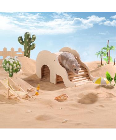 BUCATSTATE Wooden Hamster House with Climbing Ladder | Ideal Accessories for Hamster Gerbil Mouse & Small Animals - Buy Online on SooperMarket.com