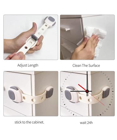 6PCS Baby Proofing Cabinet Locks - Double Safety Lock Latches - Adjustable Strap - Child Proof Drawer Locks - 6 Count - Buy Online on SooperMarket.com