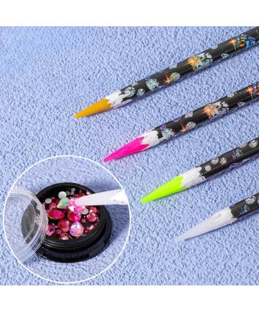 AMZLORD 4/12PCS Rhinestone Picker Pencil Set Self Adhesive Crystal Gem Pick Up Tools with Pencil Sharpener Dotting Wax Pen Nail Dotting Wax Pen for Crafts 4 Colours-12PCS - Buy Online on SooperMarket.com