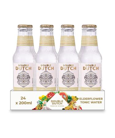 Double Dutch Elderflower Tonic | 24 x 200ml bottles | Low Calorie Perfect Mixer for Cocktails No Artificial Colours Preservatives or Flavours (Pack of 24) Elderflower Tonic Water