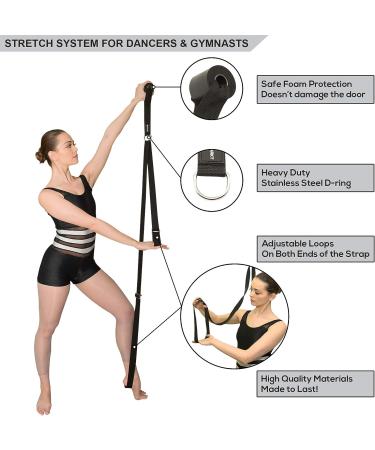 Stretch Strap with Door Anchor for Improved Leg Stretching - Perfect Home Equipment for Ballet, Dance, MMA, Yoga & Gymnastics - Includes Booklet & Box (Black) - Buy Online on SooperMarket.com