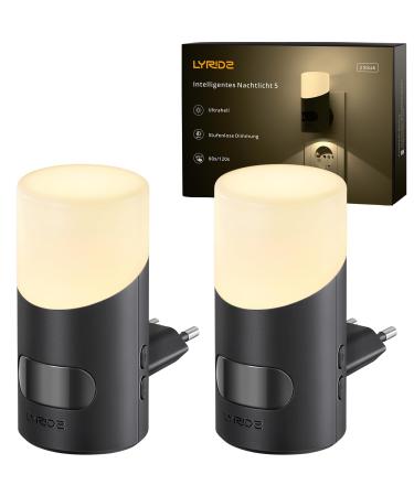Lyridz night light socket with movement sensor upper and lower lighting ultra -high 2 pieces of dimmable night lamp warm white led night light with 3 modes for bedrooms kitchen hallway 2700k