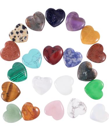 Kioiner 20 Pcs Heart Shape Stones 2 cm Love Heart Healing Crystal Stones Natural Heart Worry Stones Chakras Stones for Women Yoga Witchcraft Meditation Stress Reiki Energy Balancing Home Decoration - Buy Online on SooperMarket.com