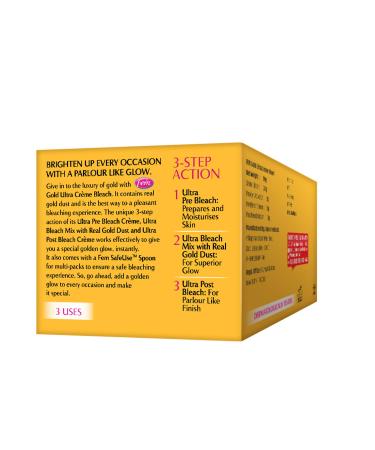 Fem Gold Ultra Cream Bleach 30g - Gentle Skin Lightening & Hair Removal for All Skin Types - Buy Online on SooperMarket.com