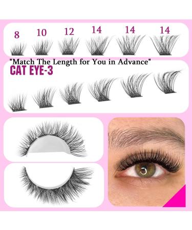 Cat Eye Lash Clusters - Natural Wispy Eyelash Extensions C Curl | DIY False Eyelashes by Geeneiya (192 Pcs 12 Pairs) - Shop Now - Buy Online on SooperMarket.com