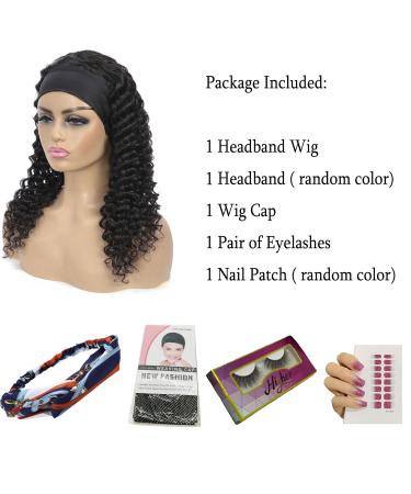 16 Inch Deep Wave Headband Wig | Brazilian Virgin Human Hair | Glueless Curly Wave | 150% Density | Natural Color | Wear and Go Machine Made Wig for Black Women - Buy Online on SooperMarket.com