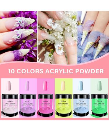 Acrylic Nail Kit for Beginners - Professional 10 Color Powder Set with Brush - Nail Extension Form Set-2 - Buy Online on SooperMarket.com
