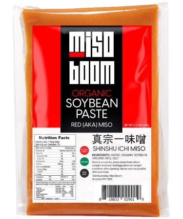 Miso Boom Red (Aka) Miso Soybean Paste 2.2 lb - Non-GMO, No MSG, Vegan - Buy Online on SooperMarket.com
