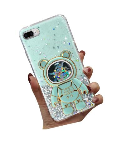 Tivenfezk Nadoli for iPhone 7 Plus/8 Plus Treibsand B r astronaut Hidden Stand case caricature glitter astronaut stand soft silicone bling mobile phone case through view protective cover iphone 7 plus/8 plus green