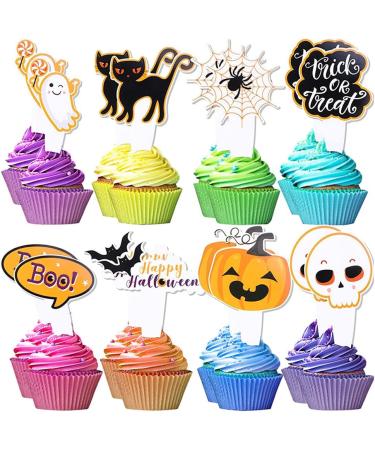 16Pcs Cake Toppers Halloween Cupcake Toppers Cake Insert Cards For Party Cake Decoration Halloween Cupcake Toppers - Buy Online on SooperMarket.com