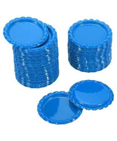 PATIKIL 1 Inch Flat Decorative Bottle Caps 50 Pack Craft Bottle Pendant Trays Double Sides Printed for DIY Pendants Craft Scrapbooks Blue
