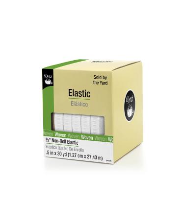 Dritz 9405W Non-Roll Woven Elastic  White  1/2-Inch by 30-Yard