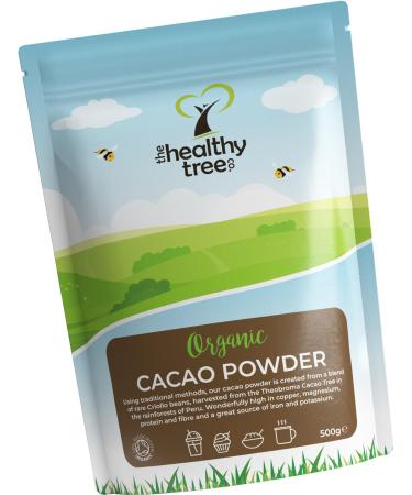 TheHealthyTree Company Organic Raw Cacao Powder - High in Protein Magnesium Fibre and Potassium - Great in Yoghurt Smoothies & Baking - Cacao Powder (500g) 500 g