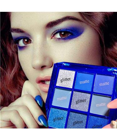 Yeweian Blue Eyeshadow Palette - 9 Colors Glitter Matte Makeup for Women | Highly Pigmented & Waterproof Smokey Eye Palette (06) - Buy Online on SooperMarket.com
