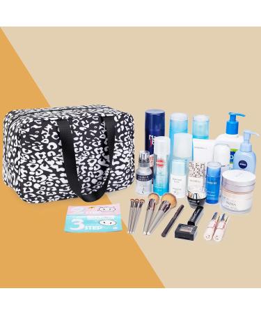 Large Full Size Toiletry Bag in Black Leopard Print - Travel Makeup Organizer for Women - Buy Online on SooperMarket.com