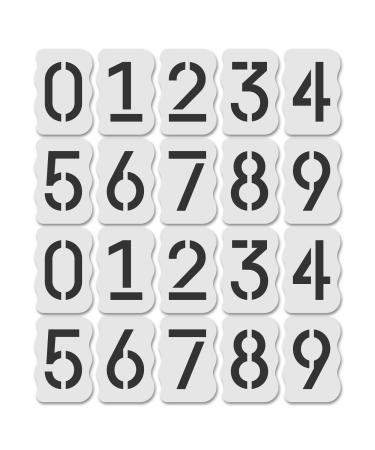 Curb Stencil Kit for Address Painting, All Numbers - 14 Mil Mylar Plastic 4" Tall Numbers, 2 of Each (Classic Stencil Font)
