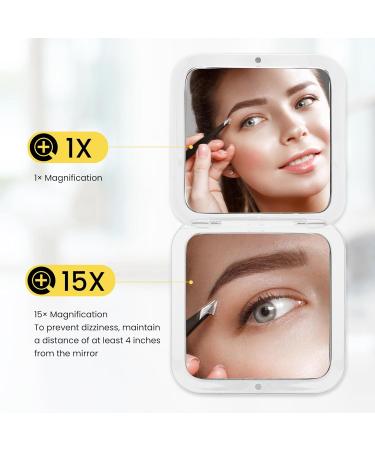 LONTAN Compact Travel Mirror 15X Magnification | Black Pocket Makeup Mirror for Handbag | Small Magnifying Mirror Gift for Girls | Square 8.5cm x 8.5cm - Buy Online on SooperMarket.com