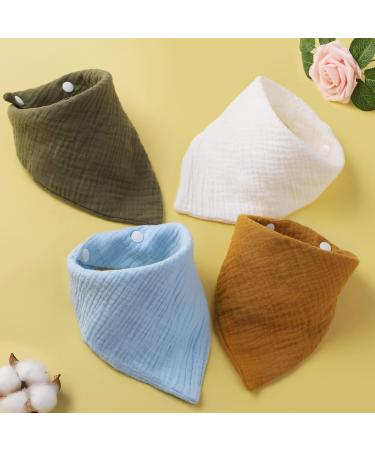 WD&CD Triangle Baby Dribble Bibs - 4 Pack, Adjustable Button, Soft & Absorbent | Boys Girls - Buy Online on SooperMarket.com