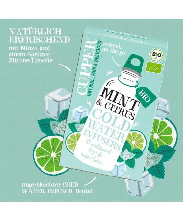 Cupper Bio Cold Water Infusers - Mint & Citrus | 10 Eco-Friendly Fairly Traded Cold Brew Tea Bags - Buy Online on SooperMarket.com