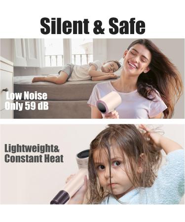 Slopehill Hair Dryer - 110 000 RPM High-Velocity Low Noise Lightweight | Intelligent Temperature Control for Home Salon & Travel - Pink & Rose Gold - Buy Online on SooperMarket.com