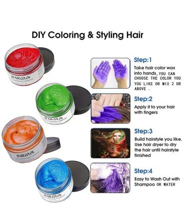 Kids Temporary Hair Color Wax Set - Perfect Gift for Girls, Ages 4-9 | Cosplay, Birthday Parties, Halloween, Christmas - 4 Colors (Red, Orange, Blue, Green) - Buy Online on SooperMarket.com
