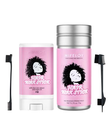 15g Hair Wax Stick  75g Pomade Tamer Stick for Smoothing Flyaways Taming Frizz Hair  Women Slick Back Hair Glue  Bed Head Styling Cream Gel for Wig  5 In 1 Brush  Edges Control Brush Comb - Black