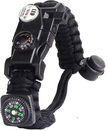 Survival bracelet with compass thermometer emergency whistle flashlight and tool with saw function blades and screwdriver