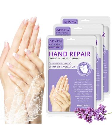 3 pairs of moisturizing peeling hand mask with honey and milk with natural plant extracts collagen brightening & anti-aging repair rougher (lavender)