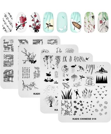 KAD Nail Stamping Plates Set - Chinese Style Series (8pcs) | Nail Art Templates - Buy Online on SooperMarket.com