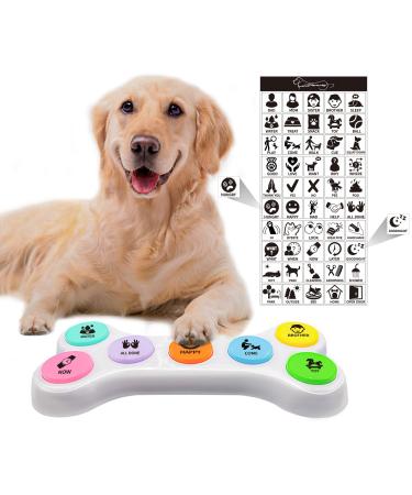 Mmggaish 7 colorful dog buttons dog communication buttons small buttons for dogs and cats describable buttons 50 stickers and bring your dog to speak (batteries contain).white