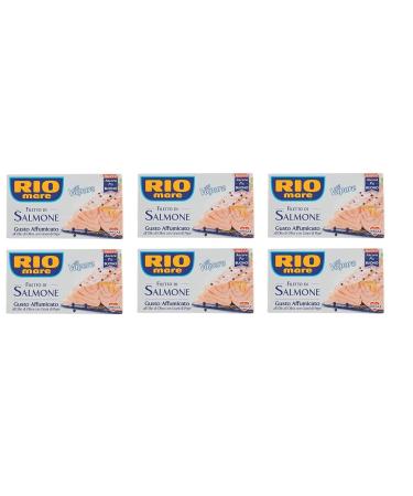 6x Rio Mare Salmone Affumicato Salmon fillet smoked in olive oil with pepper 125g